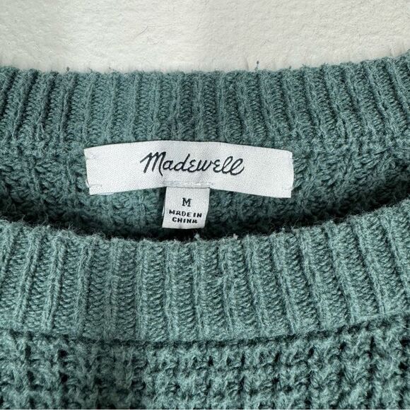 Madewell Waffle-stitch Drawstring Sweater Green Boxy Women’s Medium - Picture 3 of 6